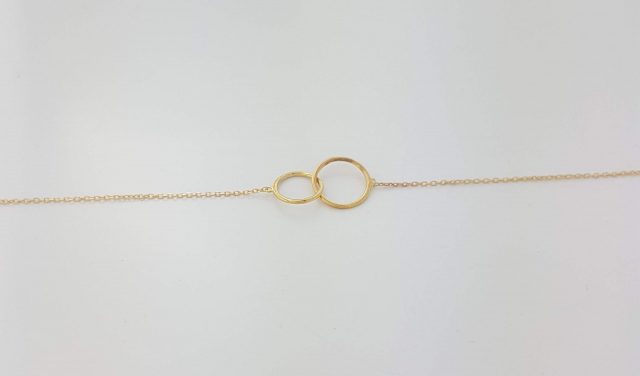 14 karaat geel gouden armband cirkel dubbel #23225
