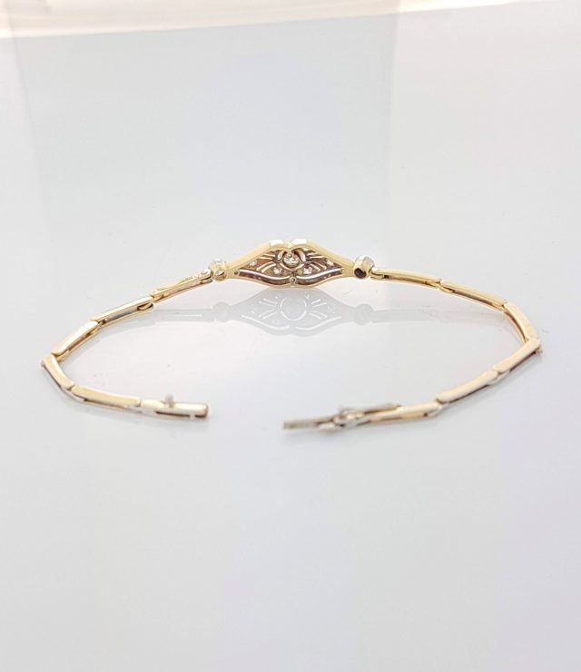 14 karaat bicolor vintage armband met diamant #23824 - Afbeelding 3