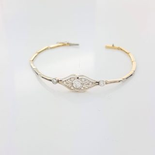 14 karaat bicolor vintage armband met diamant #23824
