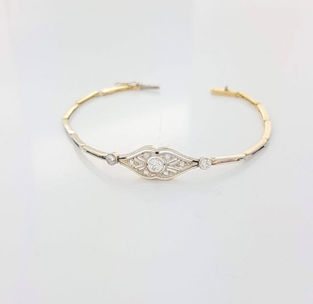14 karaat bicolor vintage armband met diamant #23824
