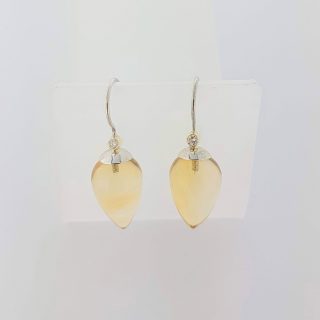 14 karaat bicolor oorhangers met druppelvormige citrien #23873