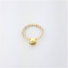 zilver bolletjes ring met kwarts in 14 karaat geelgouden zetting #22134 - Afbeelding 2