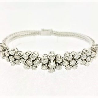 14 karaat witgouden armband met diamanten in bloem vorm #23189