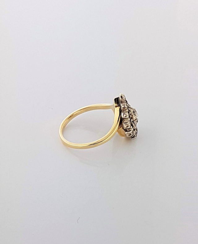 14 karaat gouden ring met roosdiamant vintage #19300 - Afbeelding 3