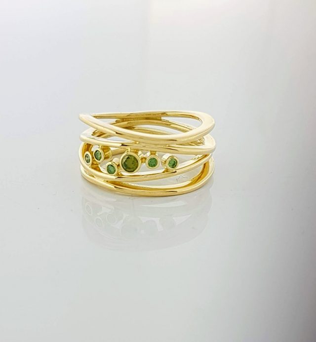 Gouden ring met groene diamant #23964