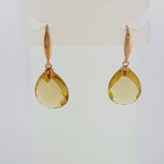 Rosé gouden oorhangers met edelsteen #23984