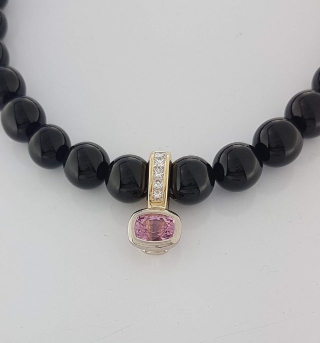 Gouden hanger met diamant en roze Spinel #24260 - Afbeelding 8