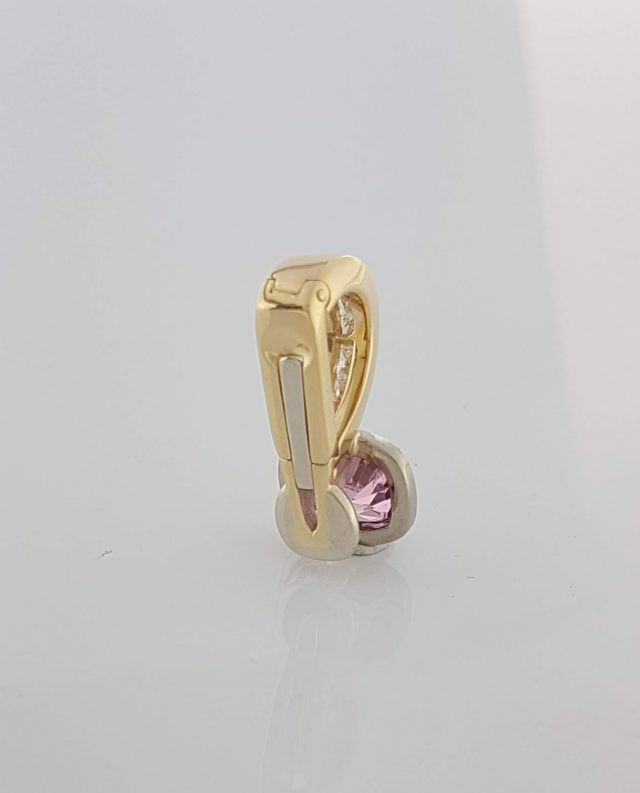 Gouden hanger met diamant en roze Spinel #24260 - Afbeelding 4