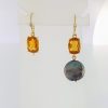 Oorhangers met Citrien, Palmier kleur met diamantje en wisselbare parels, wit en zwart. #24279 - Afbeelding 5