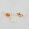 Oorhangers met Citrien, Palmier kleur met diamantje en wisselbare parels, wit en zwart. #24279 - Afbeelding 3