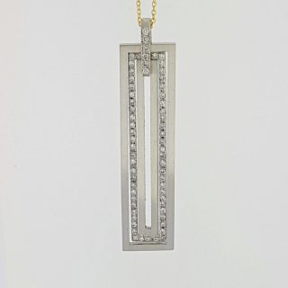 Strakke moderne platina occasion hanger met briljantjes. #24390