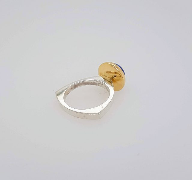 Zilveren ring met gouden zetting en Tanzaniet. Uniek product. #24403 - Afbeelding 3