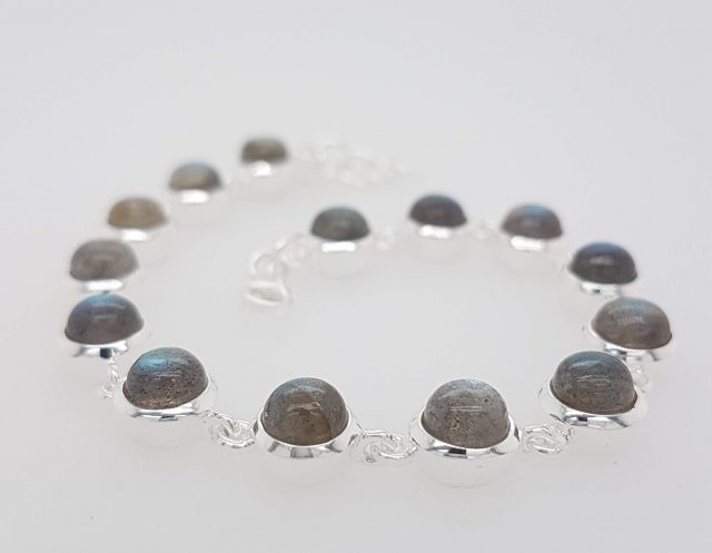 Zilveren schakelarmband met Labradoriet edelstenen. #24460 - Afbeelding 2
