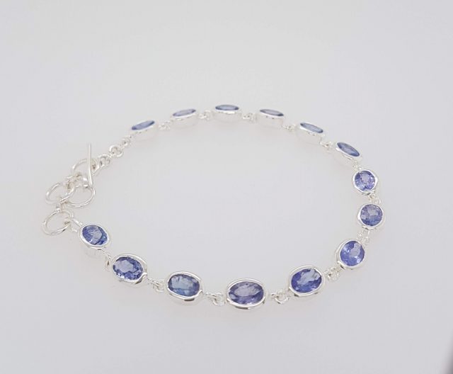 Zilveren armband met kleurstenen, Tanzaniet. #24455 - Afbeelding 2