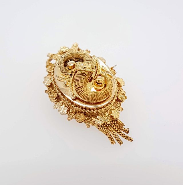 14 karaat gouden antieke occasion broche #24514 - Afbeelding 3
