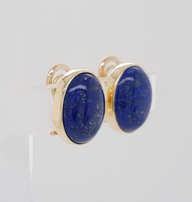 Gouden oorknoppen met lapis lazulli #22564