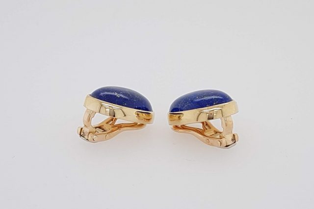 Gouden oorknoppen met lapis lazulli #22564 - Afbeelding 4