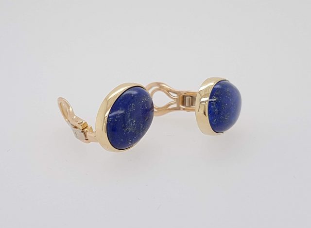 Gouden oorknoppen met lapis lazulli #22564 - Afbeelding 3