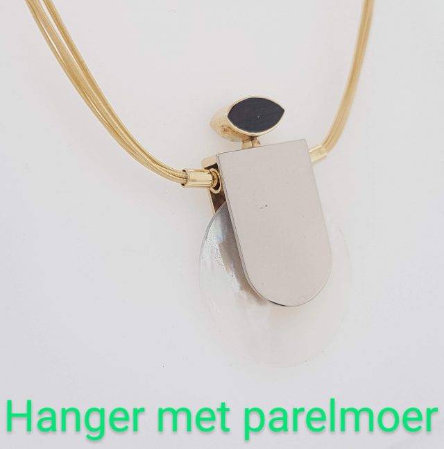 Handgemaakte hanger met parelmoer en edelsteen. #22360 - Afbeelding 4