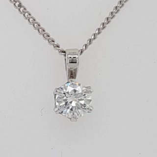 Witgouden hanger met diamant. #22156