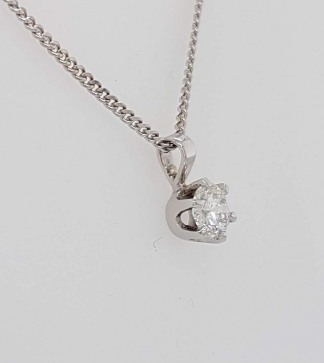 Witgouden hanger met diamant. #22156 - Afbeelding 2