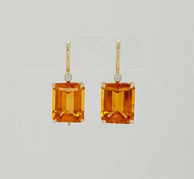 Gouden oorhangers Palmier Citrien m/z Parels en diamantje #24614 - Afbeelding 2