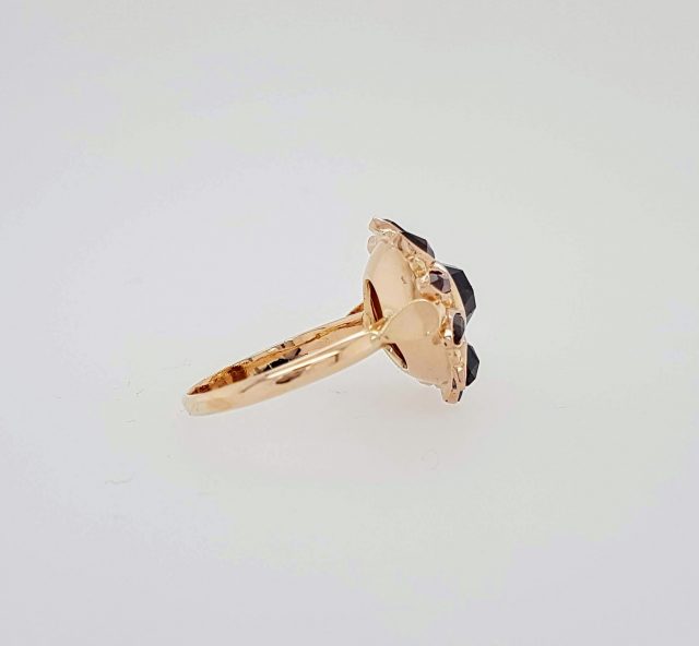 Roségouden ring met granaat. Vintage / Occasion #24636 - Afbeelding 3