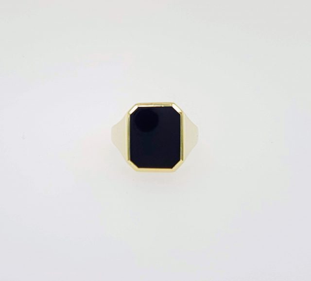 Gouden zegelring met onyx steen / Cachetring #14358 - Afbeelding 2