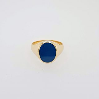 Gouden zegelring met blauwlagensteen / Cachetring #980