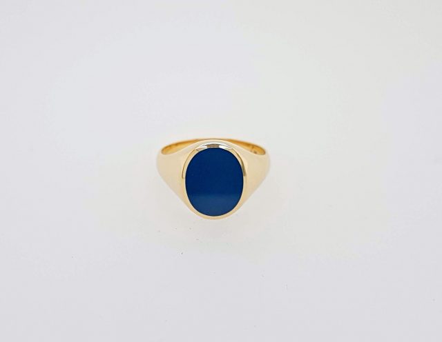 Gouden zegelring met blauwlagensteen / Cachetring #980