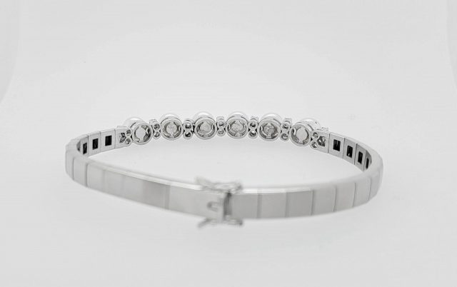 Witgouden parel briljant / diamant armband #24320 - Afbeelding 2