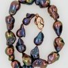 Peacock nuclea parel collier met gouden slot. #17818 - Afbeelding 3