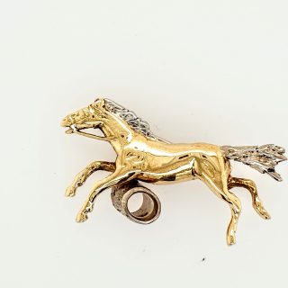 Bicolor gouden paard broche #24683