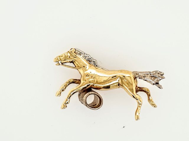 Bicolor gouden paard broche #24683