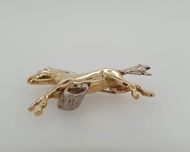 Bicolor gouden paard broche #24683 - Afbeelding 2