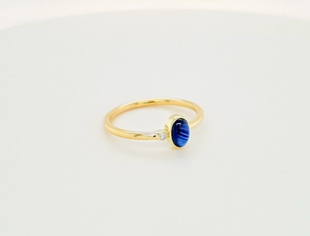 Gouden ring met saffier en diamant #24666 - Afbeelding 3