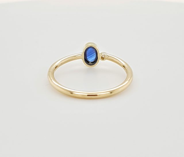 Gouden ring met saffier en diamant #24666 - Afbeelding 2