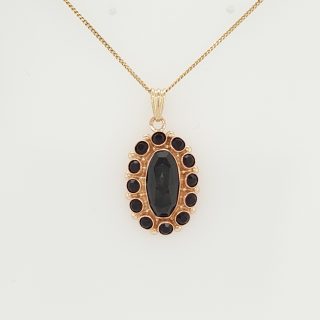 Vintage gouden granaat hanger. #24681