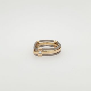 Titanium ring met goud en diamantje #1751
