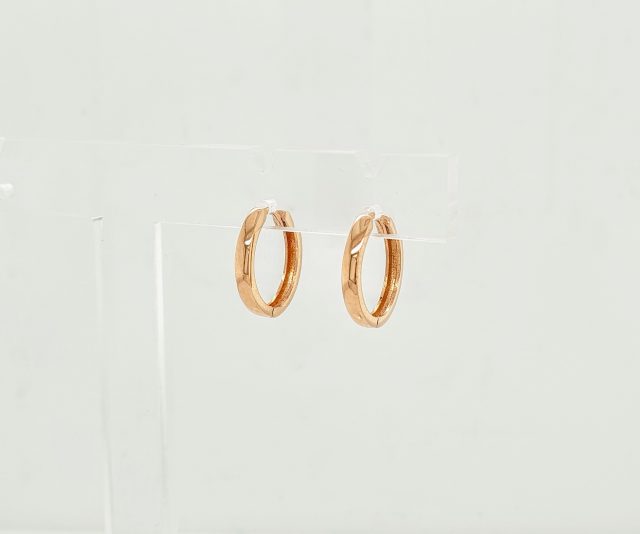 14 Karaat rosé gouden creolen van 14 x 2 mm met middenscharnier #20013