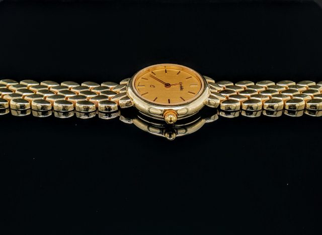 14 Karaat gouden damespolshorloge met gouden band. Cordella, 2e Hands #24717 - Afbeelding 3