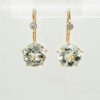 14 Karaat gouden penta oorhangers met mintquarts en diamant #24738