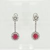 18 Karaat witgouden oorknophangers met robijn en diamant. Occasions #24768