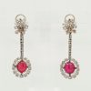 18 Karaat witgouden oorknophangers met robijn en diamant. Occasions #24768 - Afbeelding 3