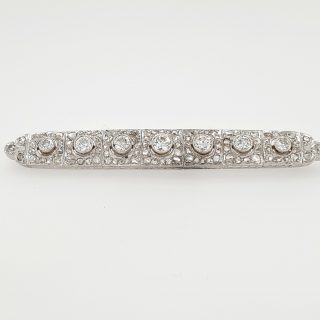 14 Karaat witgouden staafbroche met briljant/diamant. Occasion #24779