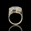 14 Karaat Art Deco ring met Saffier en diamant, vintage. #24776 - Afbeelding 2