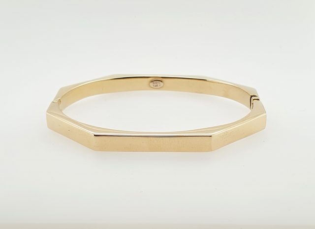 14 Karaat gouden achthoekig slavenband of bangle. Occasion #25065