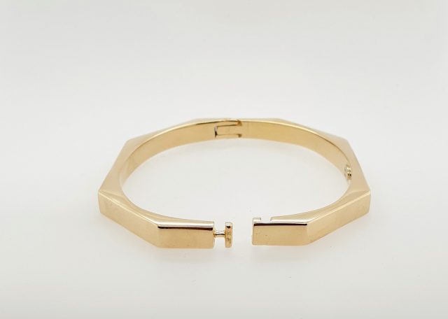 14 Karaat gouden achthoekig slavenband of bangle. Occasion #25065 - Afbeelding 2