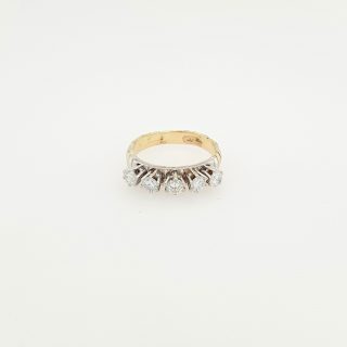 14 Karaat bicolor gouden ring met 5 mooie briljanten. Occasion #25068