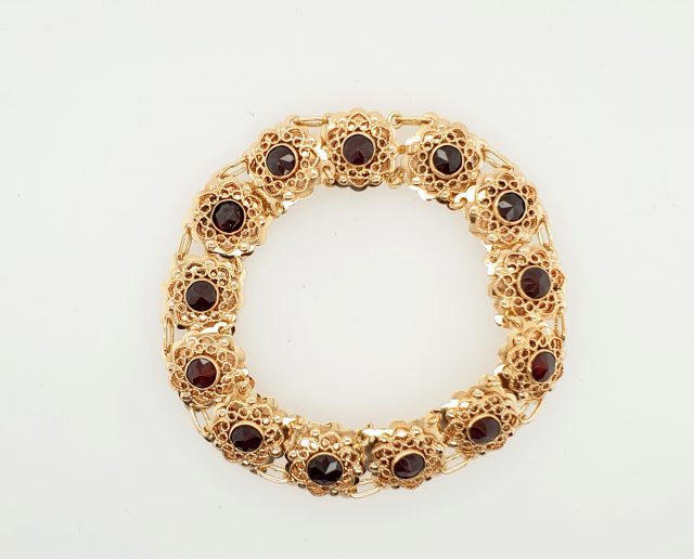 14 Karaat gouden armband met granaat/ vintage #25149 - Afbeelding 4